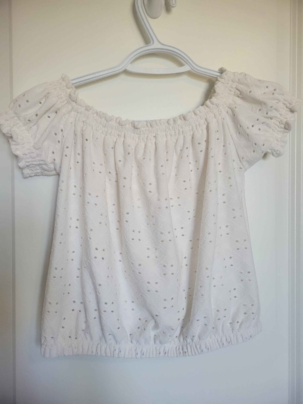 NO BRAND little white eyelet lace coquette top, womens